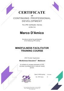 Certificato Mindfulness Educators CPD - Marco D'Amico